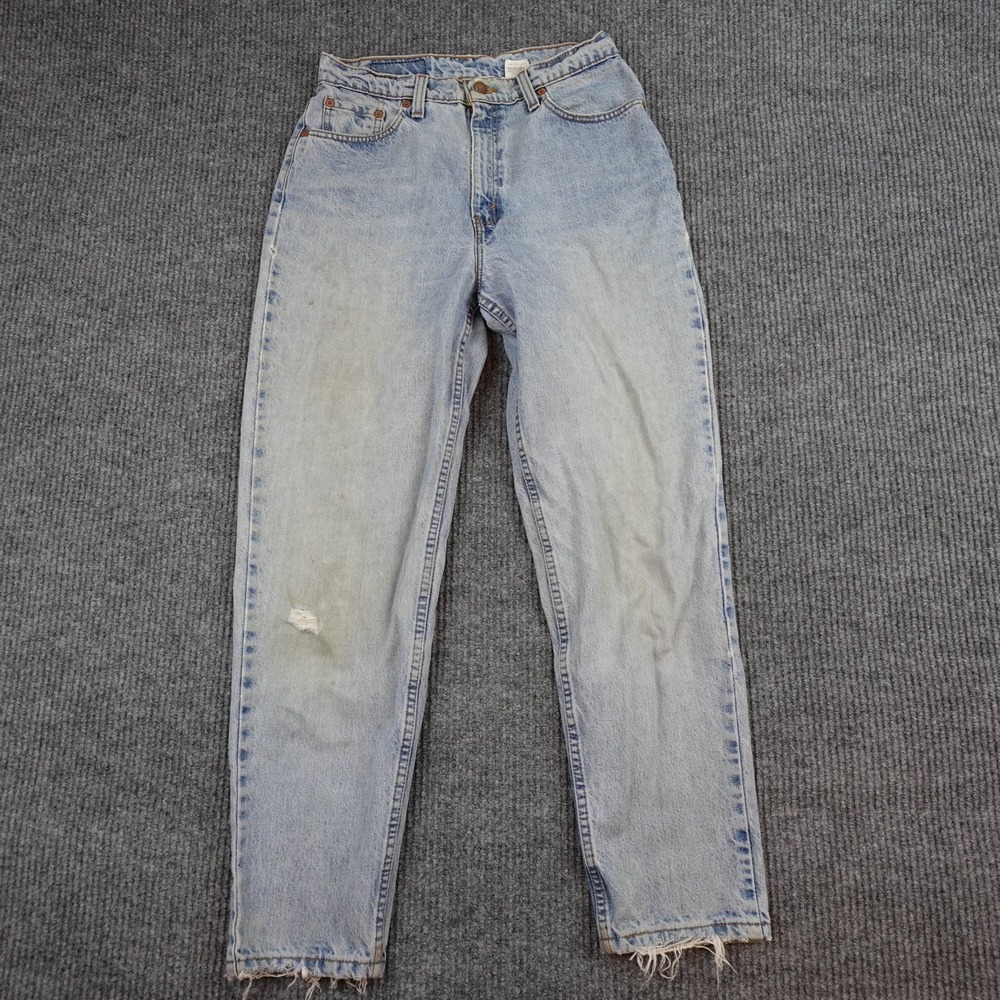 Vintage Levis 521 Jeans Womens 12 Short Light Wash High Rise Tapered USA